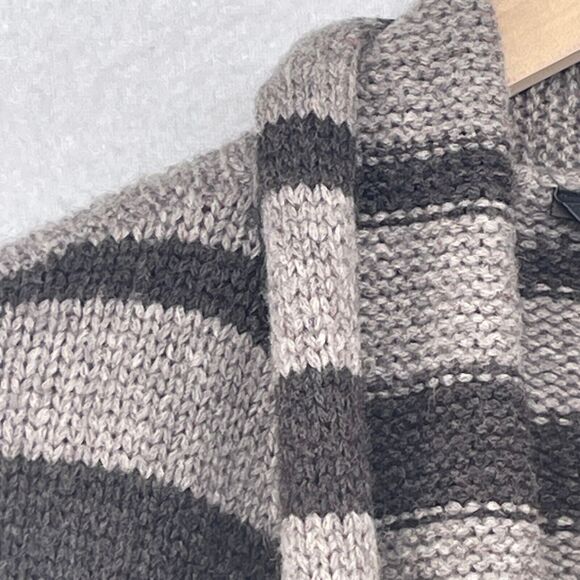 BCBG MAXAZRIA Cardigan 2XS Scarf Striped Open Front Draped Neck Gray Brown - Picture 11 of 16